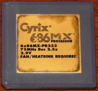 Cyrix 6x86 MX Processor 6x86MX-PR233 75 MHz Bus 2.5x, 2.9V Goldcap